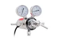 Регулятор баллонный с нагревом AMFLO R198CG-2M-36 (CO2)  36V 190W никелированная латунь  с 2-мя манометрами, давление на входе до 150 бар. PRV. произв 14м3/час / Regulator R198CG-2M-36